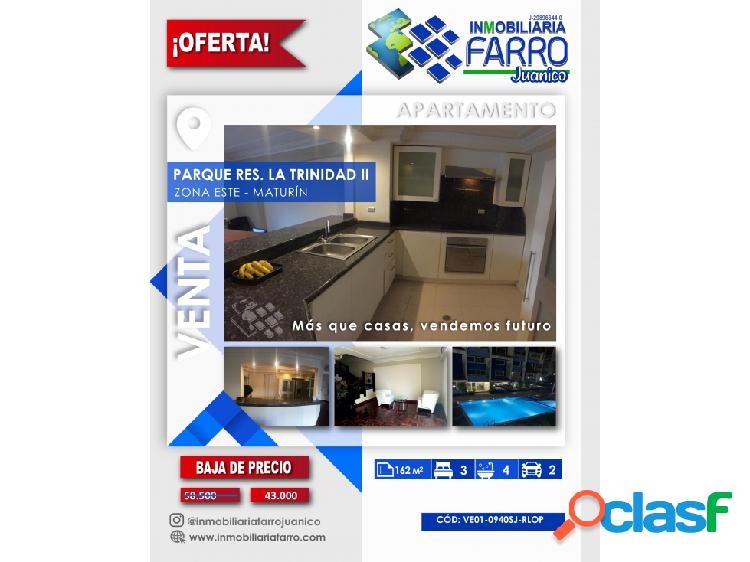 SE VENDE APARTAMENTO EN PARQUE RES LA TRINIDAD