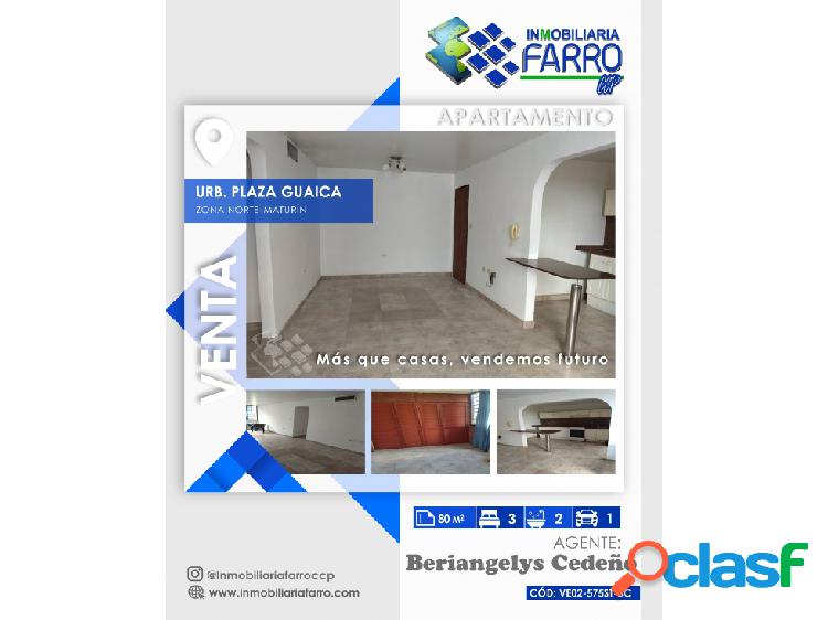 SE VENDE APARTAMENTO EN PLAZA GUAICA VE02-575ST-BC