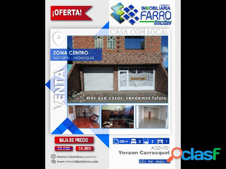 SE VENDE CASA CON LOCAL EN EL CENTRO VE01-0438ZC-YC