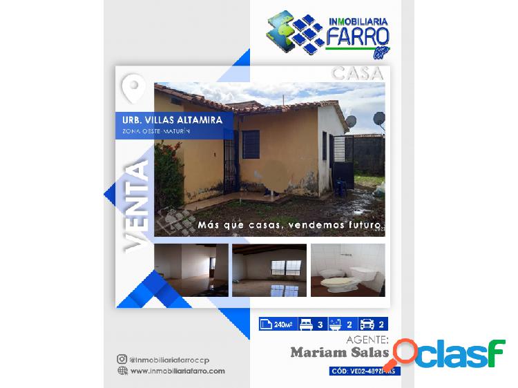 SE VENDE CASA EN URB VILLAS ALTAMIRA, ZONA INDUSTRIAL