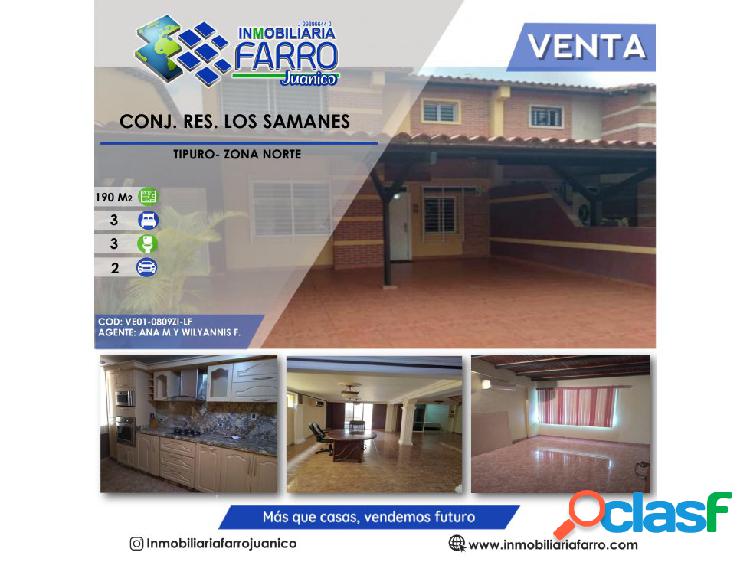 VENTA DE TOWN HOUSE EN URB LOS SAMANES VE01-0809ZN-LF