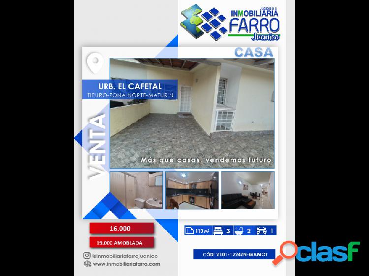 SE VENDE CASA URB. EL CAFETAL TIPURO MATURIN