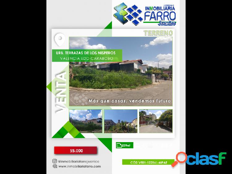 SE VENDE TERRENO EN VALENCIA EDO CARABOBO VE01-1228VL-MPAE