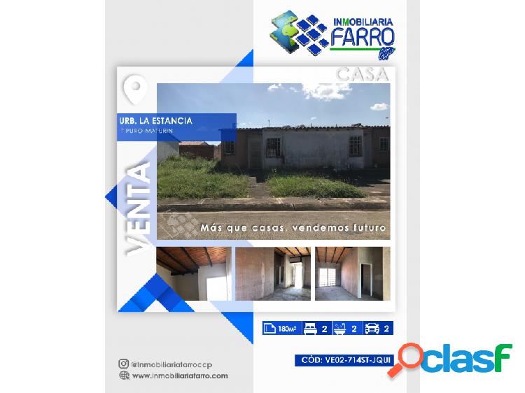 SE VENDE CASA URB. LA ESTANCIA, TIPURO II MATURÍN