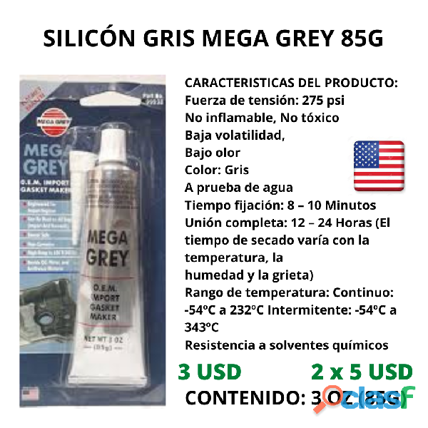 Silicón Gris Mega Grey 85g