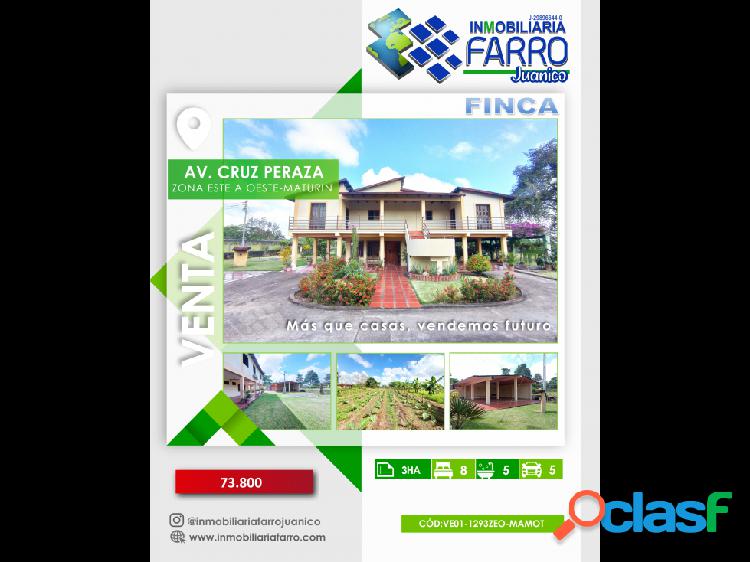 SE VENDE FINCA AV CRUZ PERAZA MATURIN VE01-1293ZEO-MAMOT