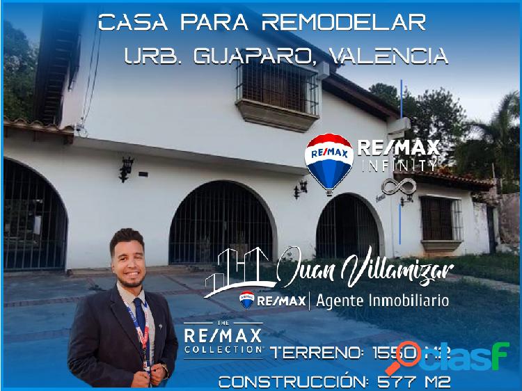 EN VENTA, CASA PARA REMODELAR 577 m2 EN URB. GUAPARO