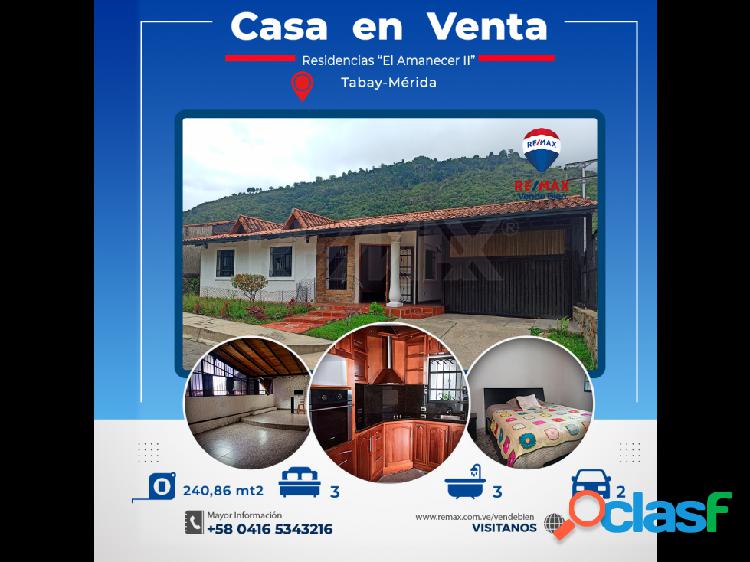 Casa en Venta- Tabay- Residencias "El Amanecer II"