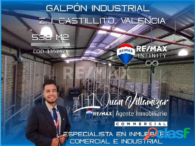 EN VENTA GALPÓN 538 m2. ZONA INDUSTRIAL CASTILLITO VALENCIA