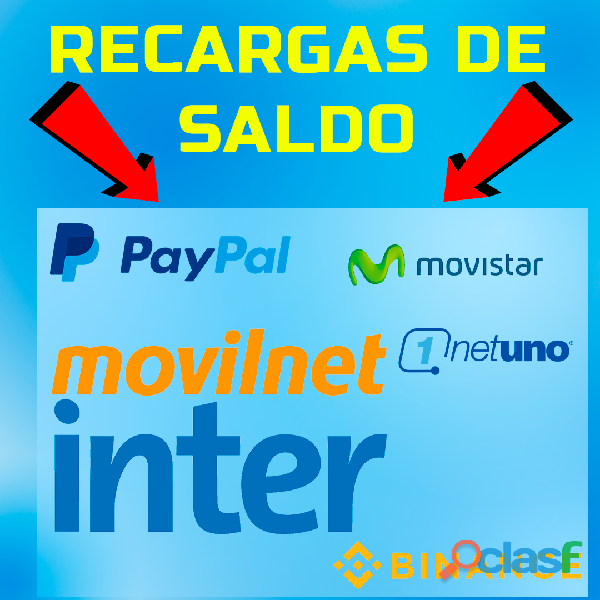 RECARGA DE SALDO PAYPAL, MOVISTAR, NETFLIX, FREEFIRE,