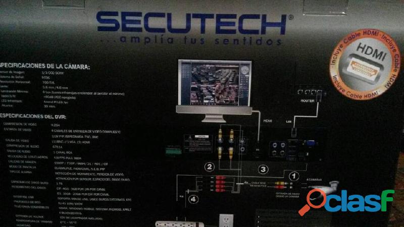 Kit De Seguridad Secutech 4 Camaras Dvr 4 Canales 1 Tb