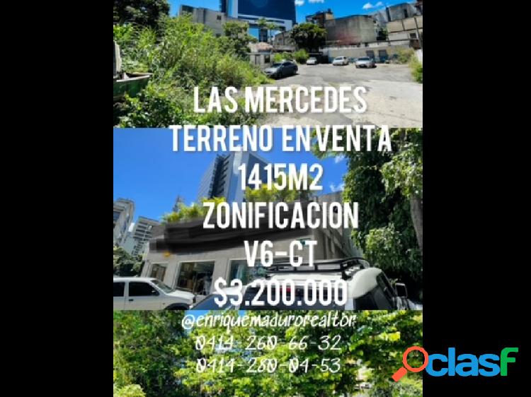 Las Mercedes/ Terreno 1415m2/$3.200.000
