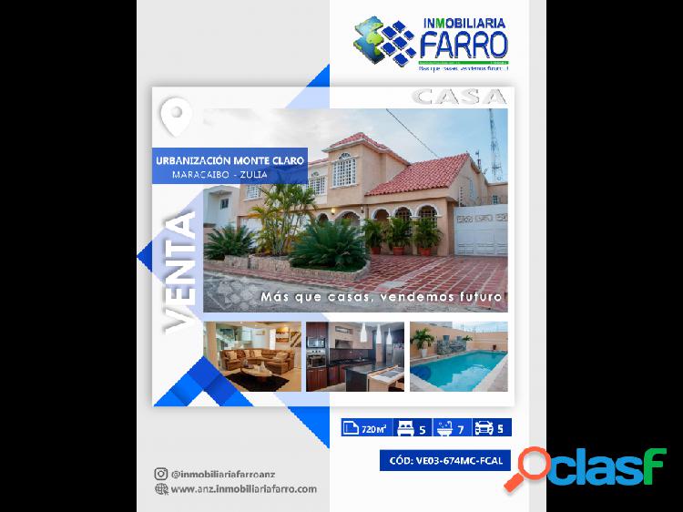 EN VENTA CASA UBICADA EN URB MONTE CLARO VE03-674MC-FCAL