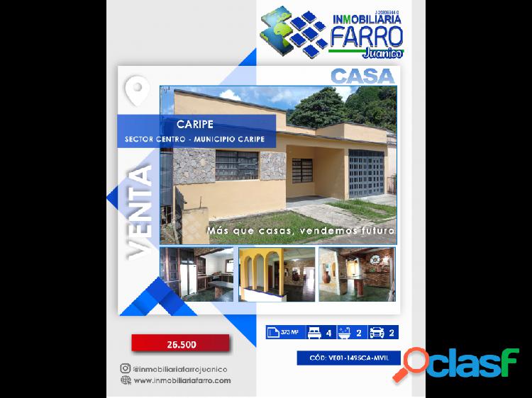 SE VENDE CASA CENTRO DE CARIPE VE01-1495CA-MVIL