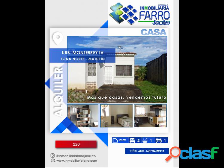 SE ALQUILA CASA URB MONTERREY IV AL01-1457ZN-RCOR