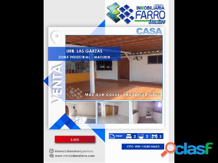 SE VENDE CASA URB LAS GARZAS MATURIN VE01-1524ZI-KMAG