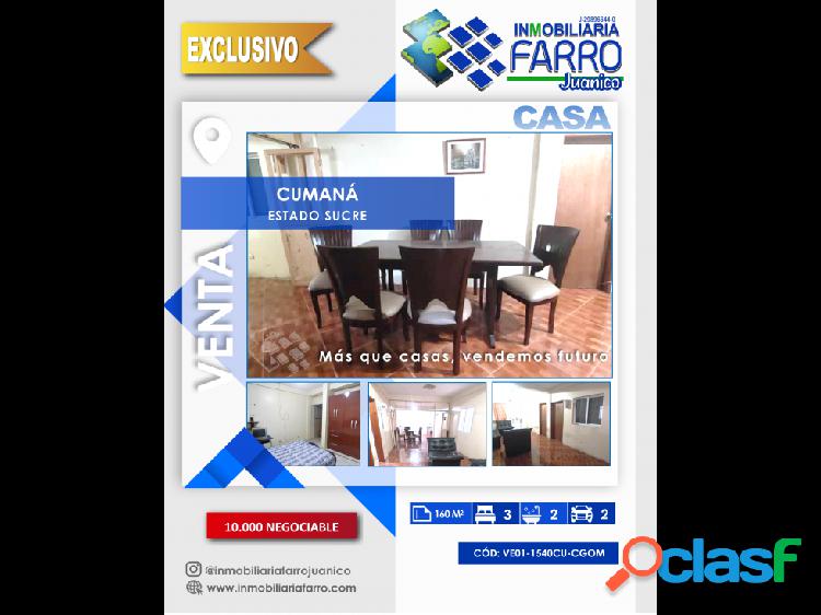 SE VENDE CASA CUMANA VE01-1540CE-CGOM