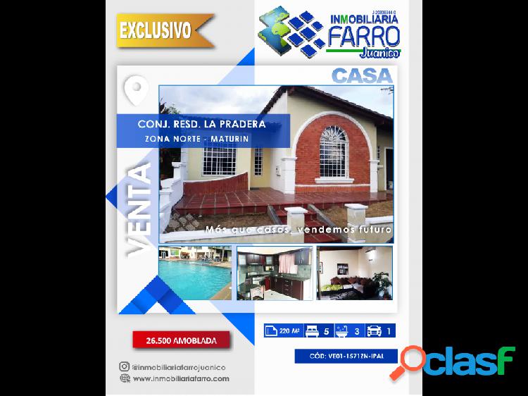 SE VENDE CASA CONJ. RESD. LA PRADERA TIPURO MATURIN