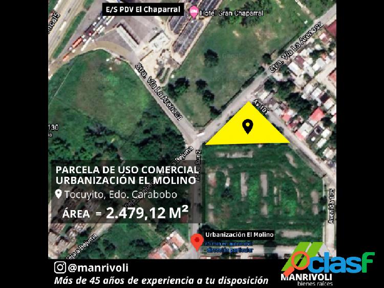 SE VENDE TERRENO PARA USO COMERCIAL URB. EL MOLINO, TOCUYITO