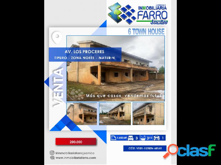 SE VENDE 6 TOWN HOUSE OBRA GRIS TIPURO VE01-1578ZN-MFAR