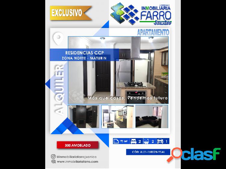 SE ALQUILA APARTAMENTO RESIDENCIAS CCP AL01-1600ZN-YSAL