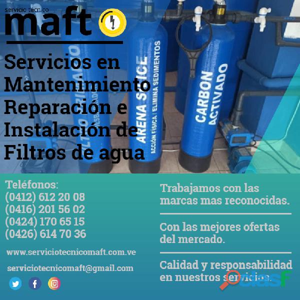 Instalación mantenimiento reparación de filtros de agua en