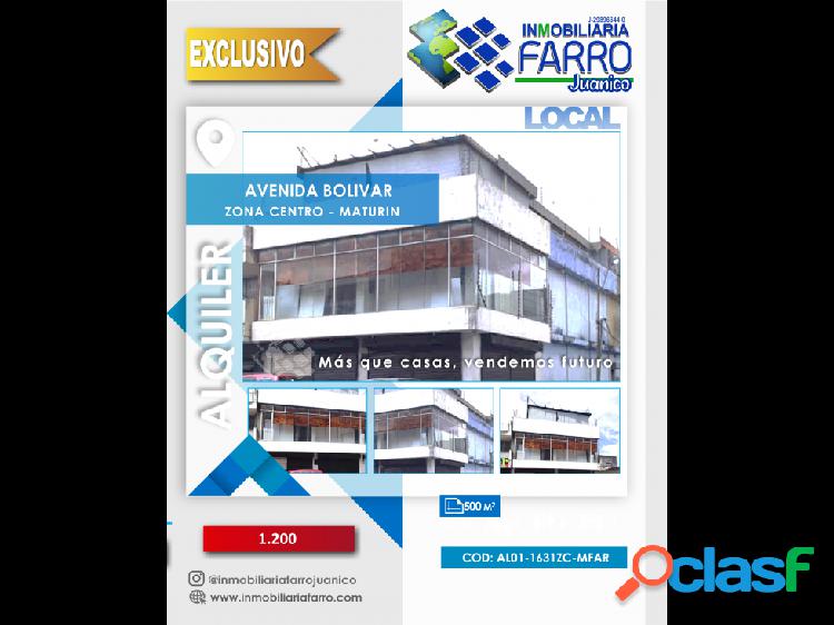 SE ALQUILA LOCAL AV BOLIVAR MATURIN AL01-1631ZC-MFAR