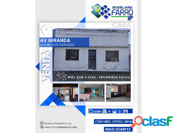 SE VENDE CASA EN LA AV MIRANDAVE02-1279SC-MPAL