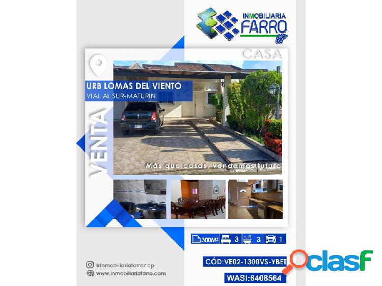 SE VENDE CASA EN URB LOMAS DEL VIENTO VE02-1300VS-YBET