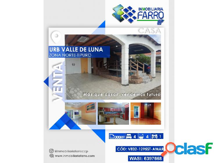 SE VENDE CASA EN URB VALLE DE LUNA VE02-1295ST-AMAR