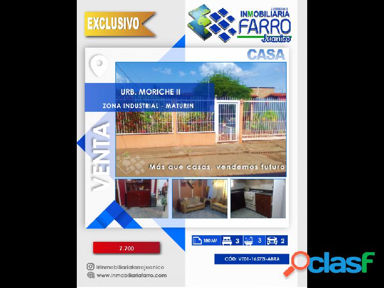 SE VENDE CASA URB MORICHE II ZONA INDUSTRIAL