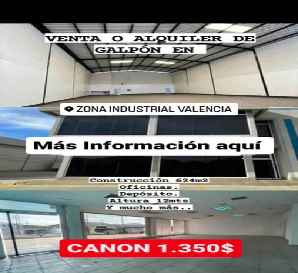 En venta o alquiler galpon en zona industral valencia en