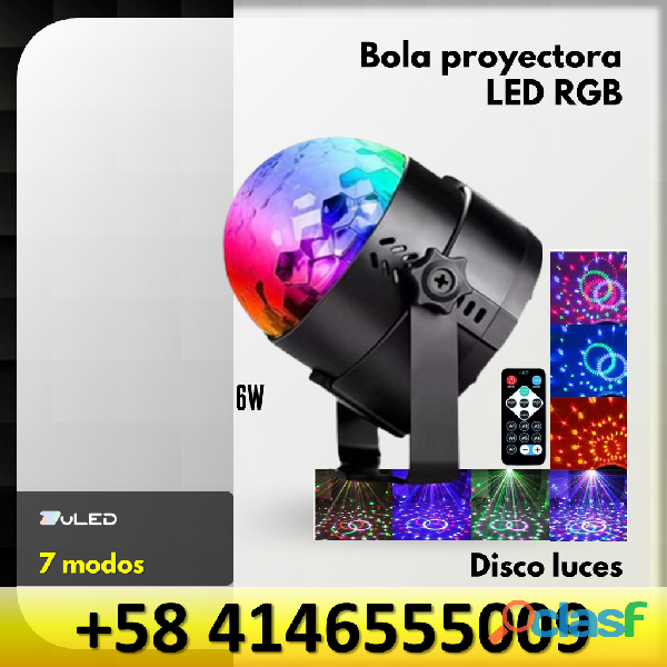 BOLA PROYECTORA LED RGB 6W DISCO LUCES 7 MODOS ZULED
