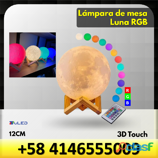 LAMPARA LED DE MESA LUNA 3D RGB TOUCH 12CM ZULED