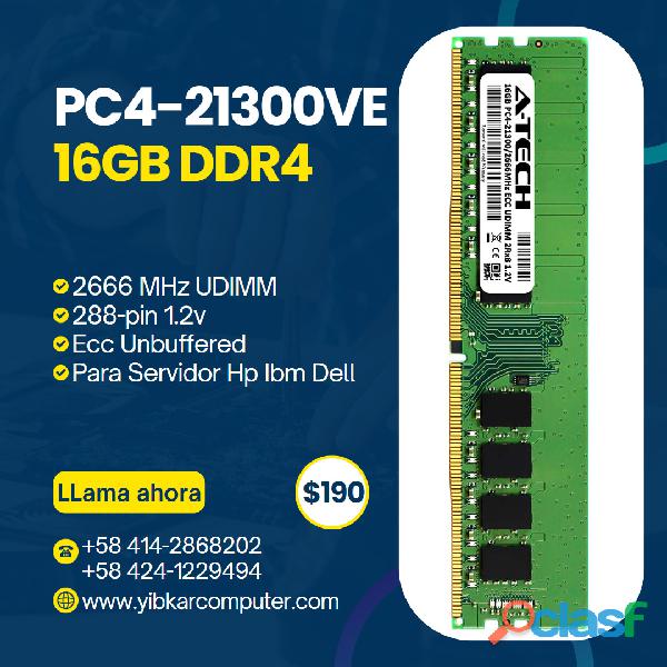 MEMORIA DDR4 ECC UNBUFFERED 16GB 2666MHz UDIMM SERVIDOR
