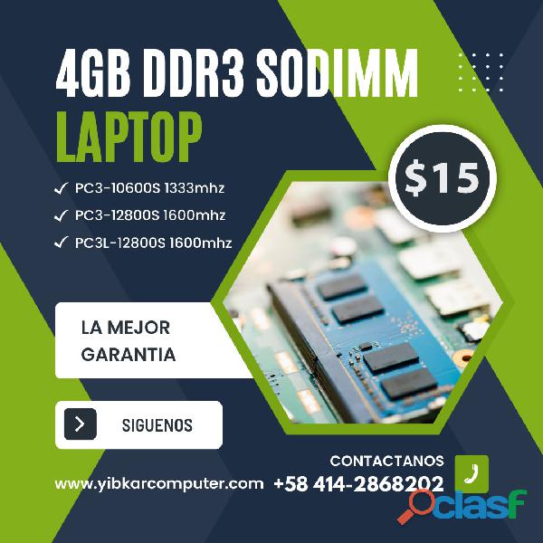Memoria DDR3 4gb | Laptop | Portátiles | Notebook