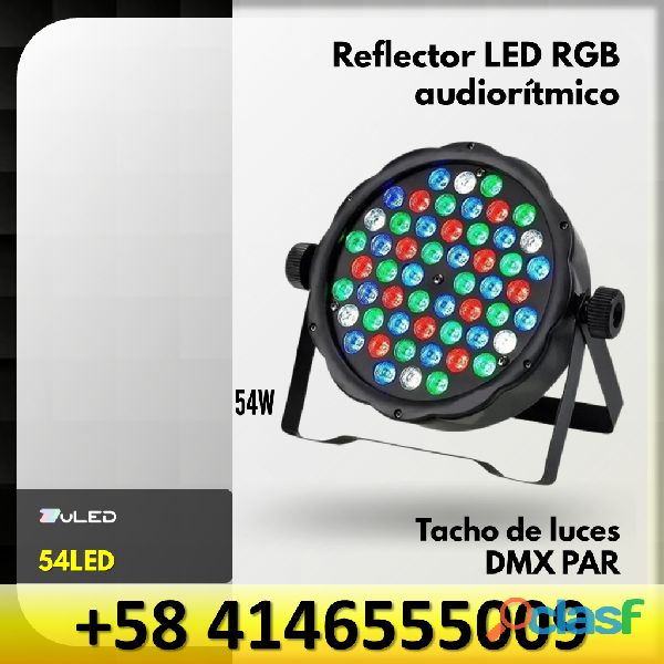 REFLECTOR LED RGB TACHO DE LUCES AUDIORITMICO 36W DMX PAR