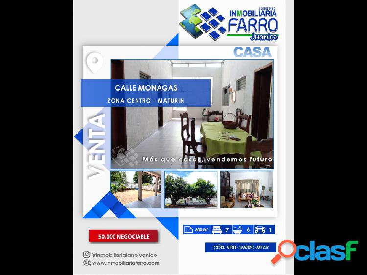 SE VENDE CASA CALLE MONAGAS CENTRO VE01-1693ZC-MFAR