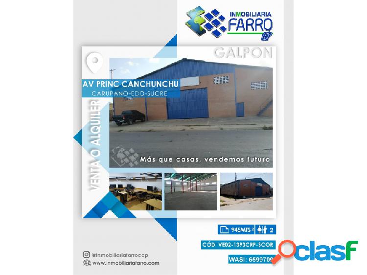 SE VENDE O ALQUILA GALPON EN CARUPANO-SUCRE