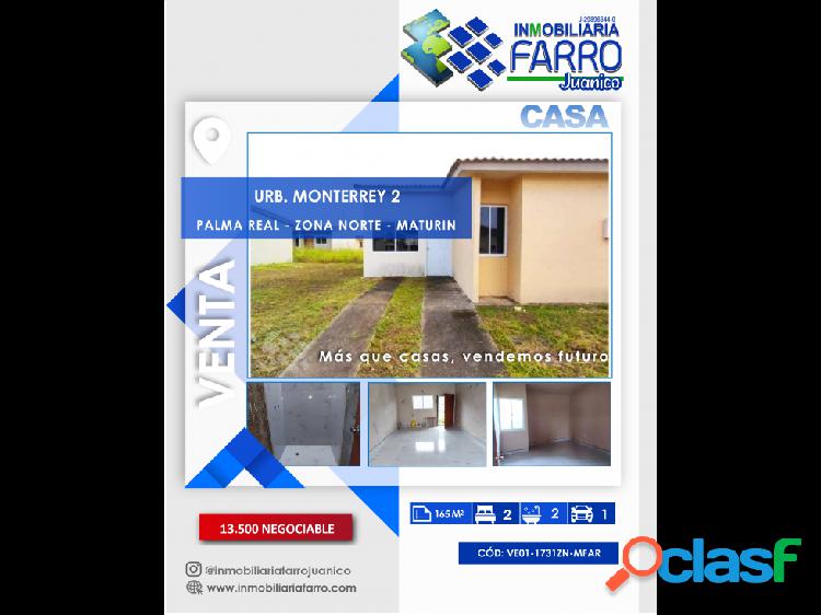 SE VENDE CASA URB MONTERREY 2 PALMA REAL VE01-1731ZN-MFAR