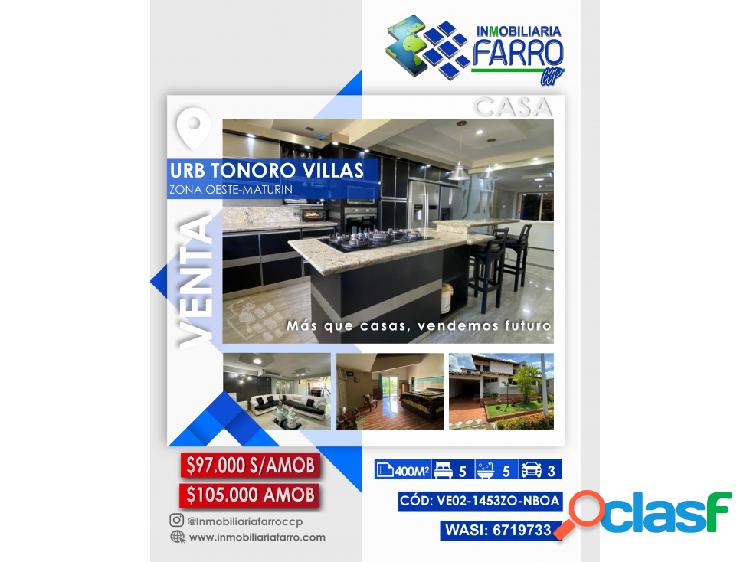 CASA EN URB TONORO VILLAS / BELLA VISTA VE02-1453ZO-NBOA