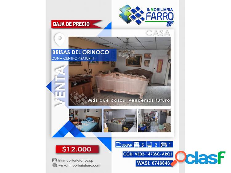 CASA EN BRISAS DEL ORINOCO/CENTRO MATURIN VE02-1473SC-AROJ