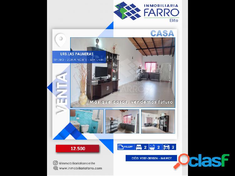 SE VENDE CASA EN URB.LAS PALMERAS TIPURO II -MATURIN