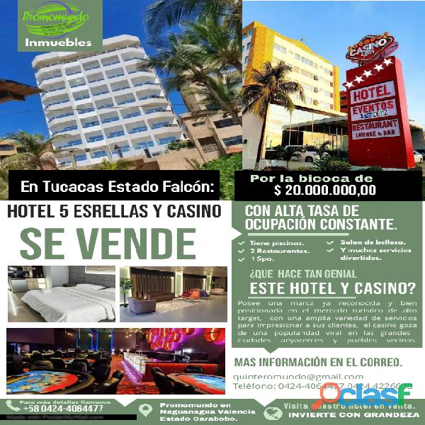 Hotel 5 estrellas y casino en venta en Tucacas Falcón, con
