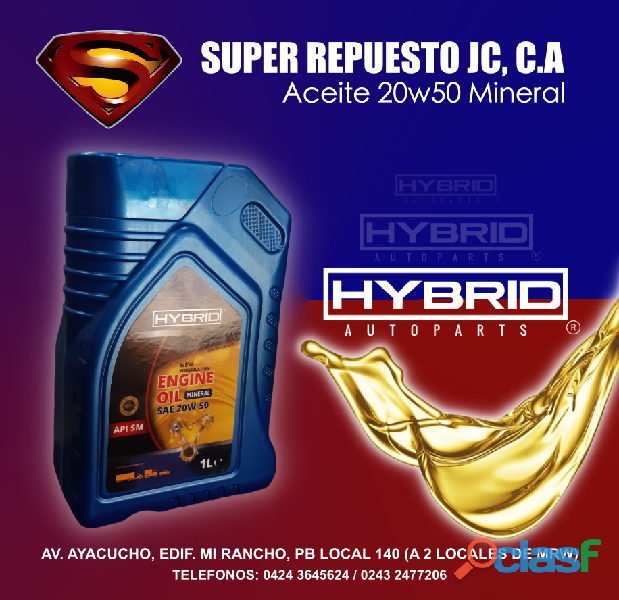 Aceite Mineral 20w50 Hybrid Importado