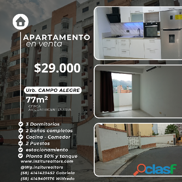 Moderno Apartamento $29.000 en Campo Alegre Valencia