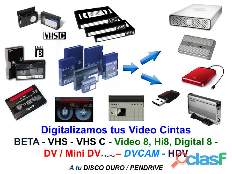 Cassettes de video formatos viejos al formato DIGITAL