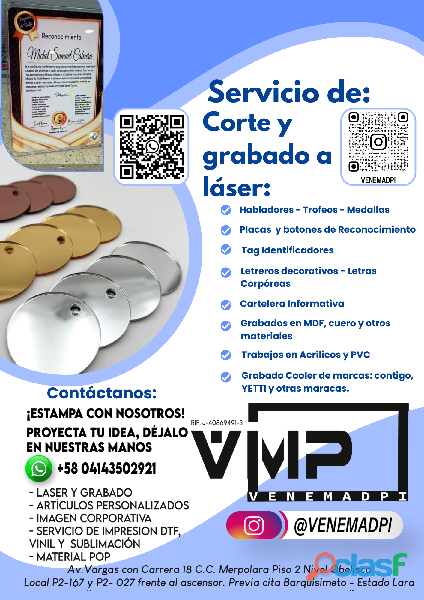 Servicio de grabado y corte a láser VENEMADPI