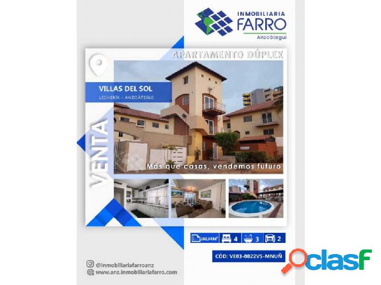 EN VENTA APARTAMENTO DÚPLEX EN VILLAS DEL SOL