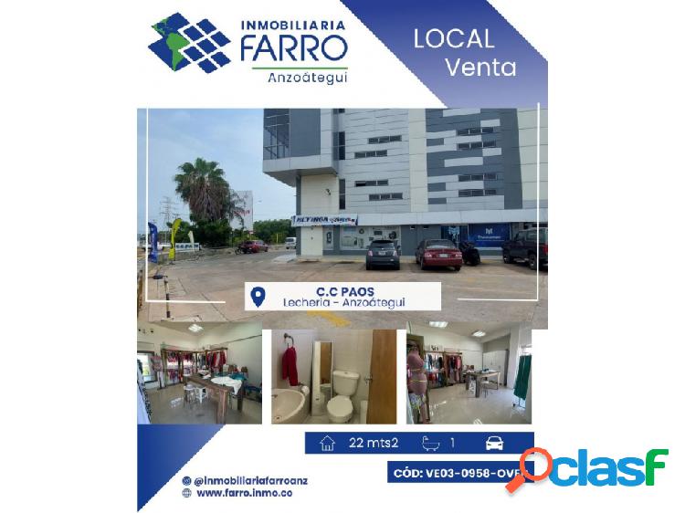 EN VENTA LOCAL C.C. PAOS LECHERIA VE03-0958-OVER